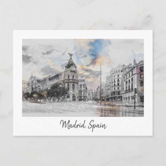 Carte Postale Watercolor Madrid - Pittoresque Madr (Devant)