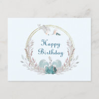 Carte postale Watercolor Mermaid & Wreath Bird