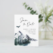 Carte Postale Watercolor Mountains Forest Wedding Enregistrer la (Debout devant)