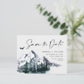Carte Postale Watercolor Mountains Forest Wedding Enregistrer la (Debout devant)
