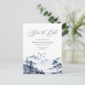 Carte Postale Watercolor Mountains Forest Wedding Enregistrer la (Debout devant)