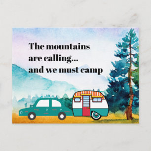 Carte Postale Watercolor Mountains Voiture et Camper Nouvelle Ad