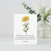 CARTE POSTALE WATERCOLOR NOVEMBER CHRYSANTHEMUM BIRTH FLOWER (Debout devant)