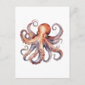 Carte Postale Watercolor Octopus (Devant)