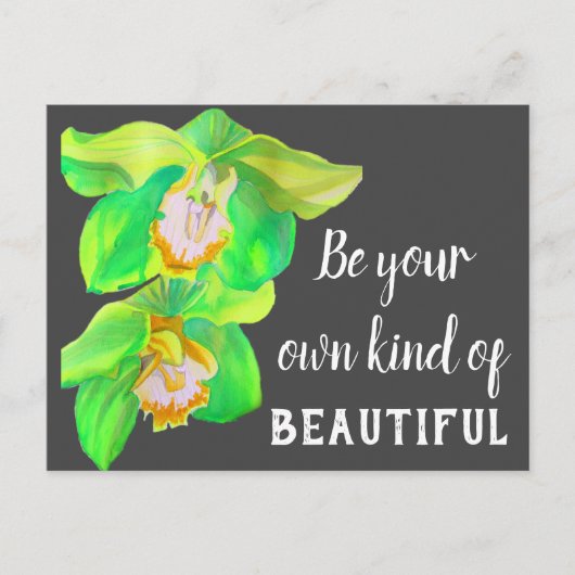 Carte Postale Watercolor orchidée fleur belle citation (Devant)