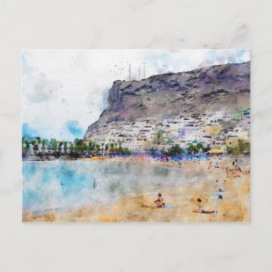 Carte Postale Watercolor painting of Puerto de Morgan at Gran Ca