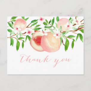Carte Postale Watercolor Peaches merci note pour le baby shower