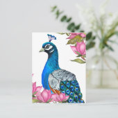 Carte Postale Watercolor peacock (Debout devant)