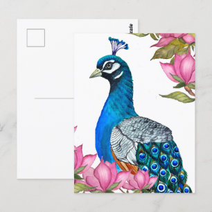 Carte Postale Watercolor peacock
