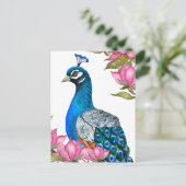Carte Postale Watercolor peacock (Debout devant)
