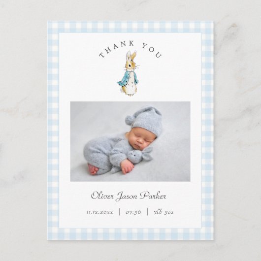 Carte Postale Watercolor Peter Rabbit Boy Birth Announcement (Devant)