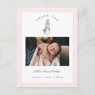 Carte Postale Watercolor Peter Rabbit Girl Birth Announcement