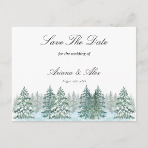 Carte Postale Watercolor Pine Tree Forest mariage Enregistrer la