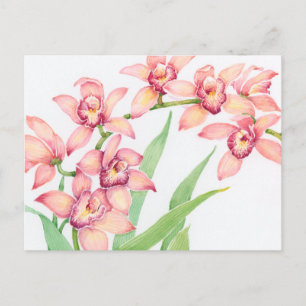 Carte Postale Watercolor Pink Flowers