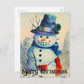 Carte postale Watercolor Snowman (Devant / Derrière)