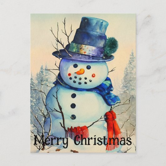 Carte postale Watercolor Snowman (Devant)