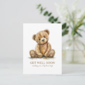Carte Postale Watercolor Teddy Bear Get Well (Debout devant)
