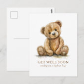 Carte Postale Watercolor Teddy Bear Get Well (Devant / Derrière)