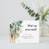 Carte Postale Watercolor Tropical Foliage We've Moved (Debout devant)