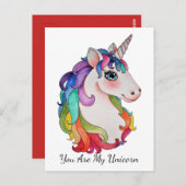 Carte Postale Watercolor Unicorn (Devant / Derrière)