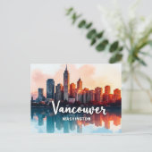 Carte Postale Watercolor Vancouver Washington State skyline (Debout devant)