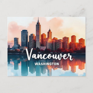 Carte Postale Watercolor Vancouver Washington State skyline
