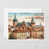 Carte postale Watercolor Varsovie Pologne Cityscap (Devant / Derrière)