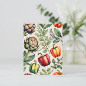 Carte Postale Watercolor Vegetable Garden Pattern (Debout devant)