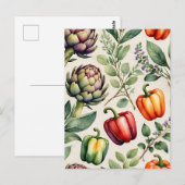 Carte Postale Watercolor Vegetable Garden Pattern (Devant / Derrière)