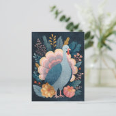 Carte Postale Watercolor Whimsical Turkey Botanical Thanksgiving (Debout devant)