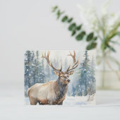 Carte Postale Watercolor Wildlife Elk in Winter  (Debout devant)