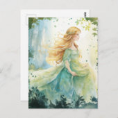 Carte Postale Watercolour Forest Princess (Devant / Derrière)