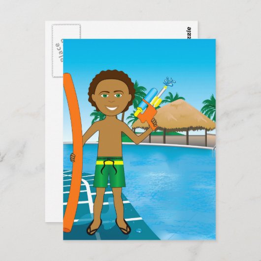 Carte Postale Watergun Pool Boy (Devant / Derrière)