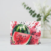Carte Postale Watermelon Explosion Watercolor (Debout devant)