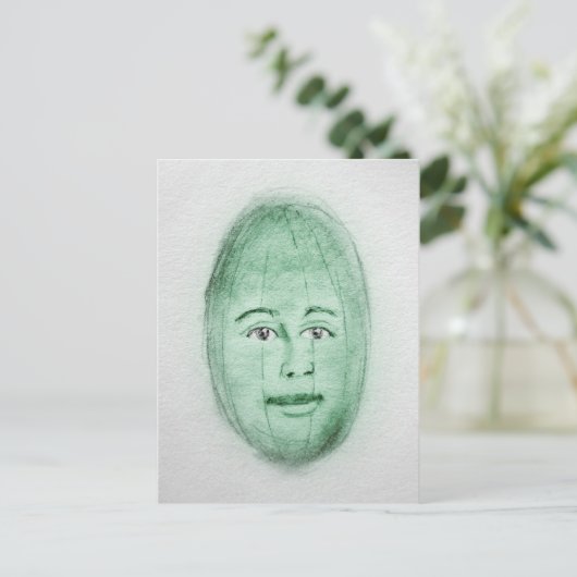 Carte postale Watermelon Man - Art étrange Vert Bl (Debout devant)