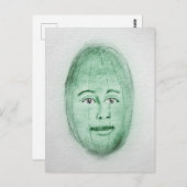 Carte postale Watermelon Man - Art étrange Vert Bl (Devant / Derrière)