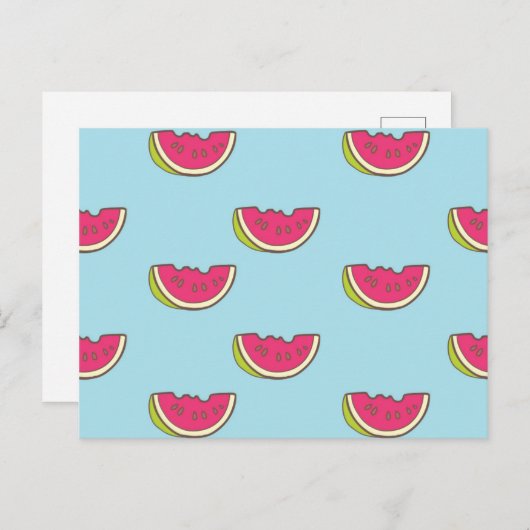 Carte Postale Watermelon Slices on Teal Pattern (Devant / Derrière)