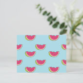 Carte Postale Watermelon Slices on Teal Pattern (Debout devant)