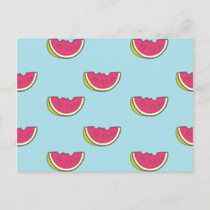 Carte Postale Watermelon Slices on Teal Pattern
