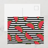 Carte Postale Watermelon sur Motif Black & White Stripes (Devant / Derrière)
