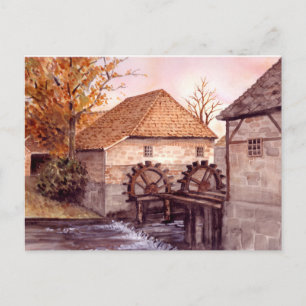 Carte Postale Watermill Watercolor