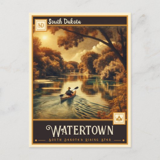 Carte Postale Watertown, Dakota du Sud | VINTAGE (Devant)