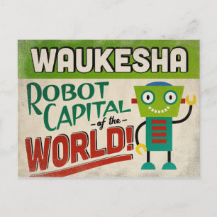 Carte Postale Waukesha Wisconsin Robot - Vintage amusant