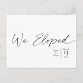Carte Postale We Eloped Text Elegant Script Minimal Announcement (Devant)
