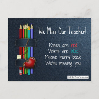 Carte Postale We Miss Our Teacher Poem from Students