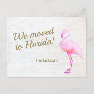 Carte Postale We Moved To Florida Flamingo Postcard