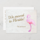 Carte Postale We Moved To Florida Flamingo Postcard (Devant / Derrière)