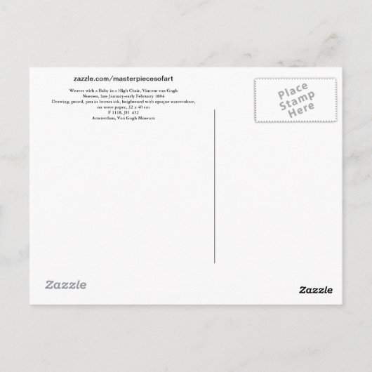 Carte Postale Weaver avec bébé en haute chaise Van Gogh Fine Art (Dos)