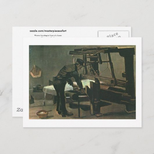 Carte Postale Weaver debout devant Loom Van Gogh Fine Art (Devant / Derrière)