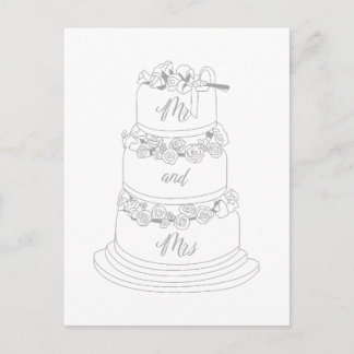 Carte Postale Wedding Cake Design Mr & Mrs
